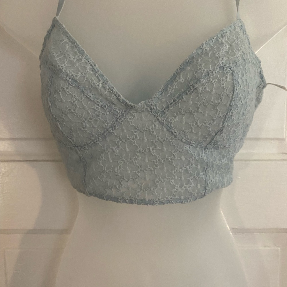 Free People Lace Bralette in Light Blue
